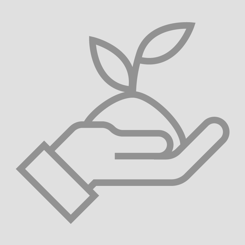 Icon zum Thema Nachhaltigkeit, Hand, welche eine Pflanze hält